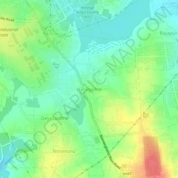 Topografisk kart Haragadde, høyde, relieff