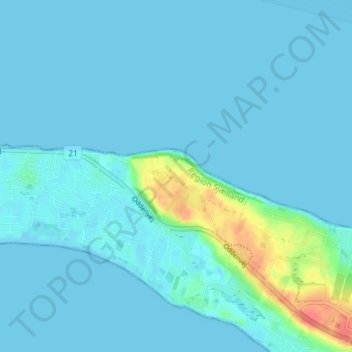 Topografisk kart Ebbeløkke, høyde, relieff