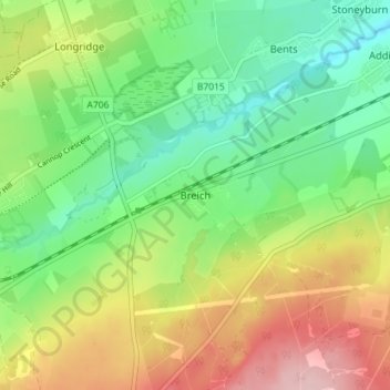 Topografisk kart Breich, høyde, relieff