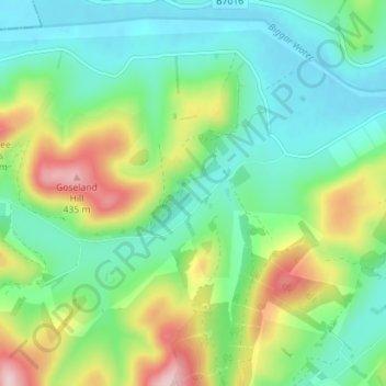 Topografisk kart Kilbucho, høyde, relieff