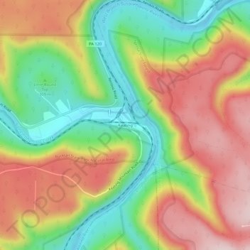 Topografisk kart Keating, høyde, relieff