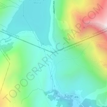 Topografisk kart Col du Lukmanier, høyde, relieff