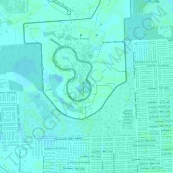 Topografisk kart Amazon Forest, høyde, relieff