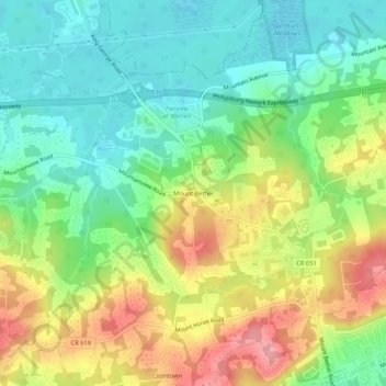 Topografisk kart Mount Bethel, høyde, relieff