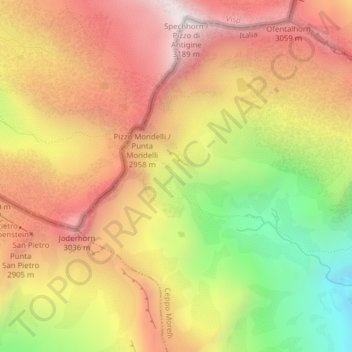 Topografisk kart Western Alps, høyde, relieff