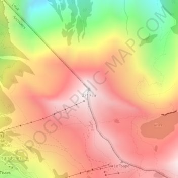 Topografisk kart Le Cornier, høyde, relieff