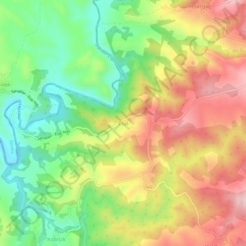 Topografisk kart Esat, høyde, relieff