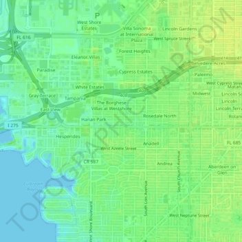 Topografisk kart Manhattan, høyde, relieff