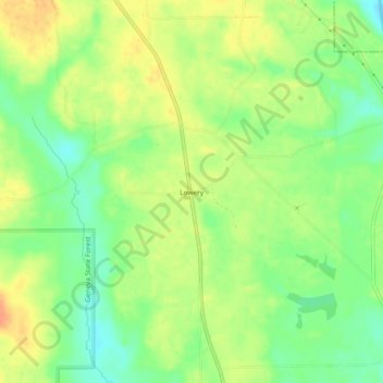 Topografisk kart Lowery, høyde, relieff