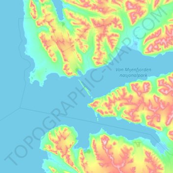 Topografisk kart Akseløya, høyde, relieff