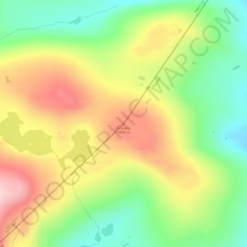 Topografisk kart Gråhøin, høyde, relieff