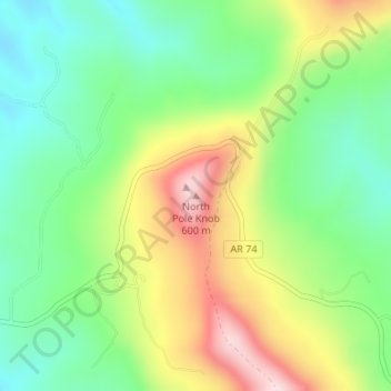 Topografisk kart North Pole Knob, høyde, relieff