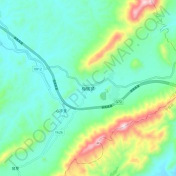 Topografisk kart Meijiao, høyde, relieff