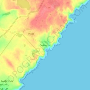 Topografisk kart Collieston, høyde, relieff
