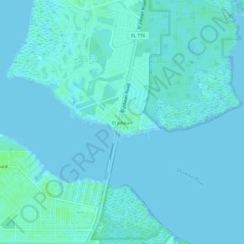 Topografisk kart El Jobean, høyde, relieff