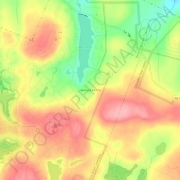 Topografisk kart Hemlock Farms, høyde, relieff