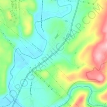 Topografisk kart Coral, høyde, relieff