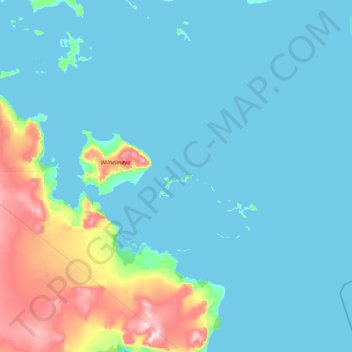 Topografisk kart Langeøya, høyde, relieff