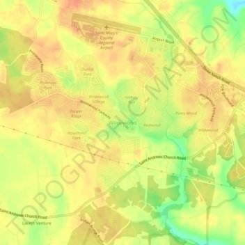 Topografisk kart Wildewood, høyde, relieff