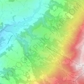 Topografisk kart Montsoflo, høyde, relieff