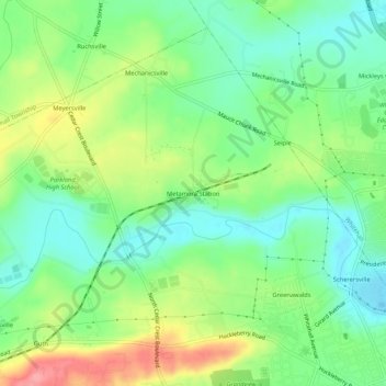 Topografisk kart Metamora Station, høyde, relieff
