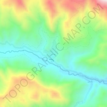 Topografisk kart یوش, høyde, relieff
