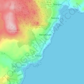 Topografisk kart Kilmore, høyde, relieff