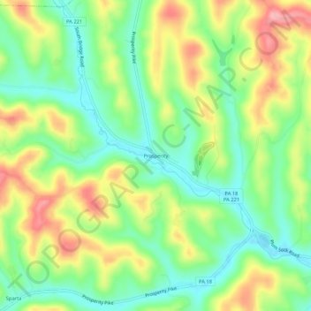 Topografisk kart Prosperity, høyde, relieff