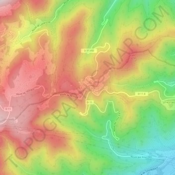 Topografisk kart Trois-Épis, høyde, relieff