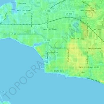 Topografisk kart Saint Andrew, høyde, relieff
