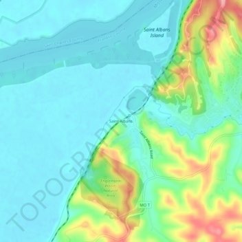 Topografisk kart Saint Albans, høyde, relieff