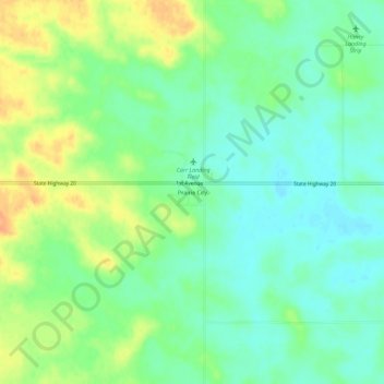 Topografisk kart Prairie City, høyde, relieff