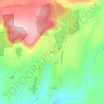 Topografisk kart Skytop, høyde, relieff