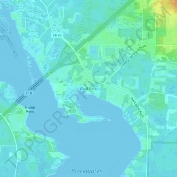 Topografisk kart Ward Basin, høyde, relieff