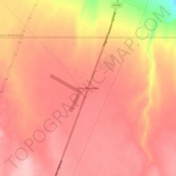 Topografisk kart Gray Mountain, høyde, relieff