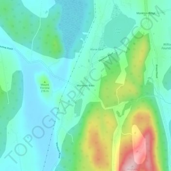 Topografisk kart Monkton Boro, høyde, relieff