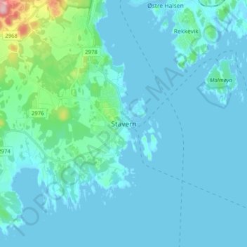 Topografisk kart Stavern, høyde, relieff