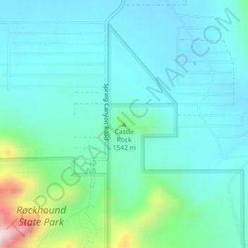 Topografisk kart Castle Rock, høyde, relieff