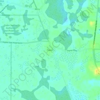 Topografisk kart Poyner, høyde, relieff