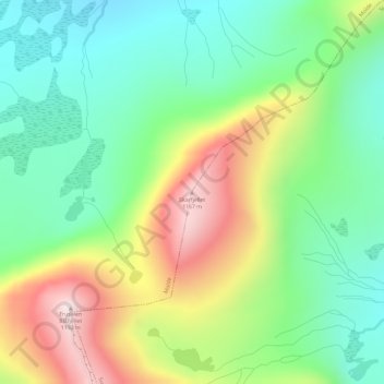 Topografisk kart Skarfjellet, høyde, relieff