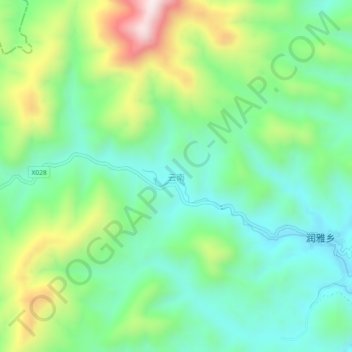 Topografisk kart Yunnan, høyde, relieff