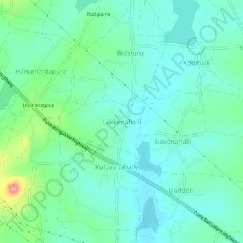 Topografisk kart Lakkenahalli, høyde, relieff