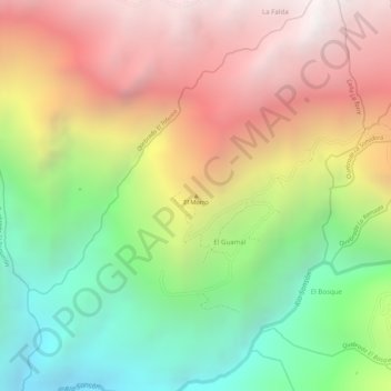 Topografisk kart El Morro, høyde, relieff