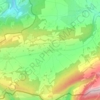 Topografisk kart Réclère, høyde, relieff