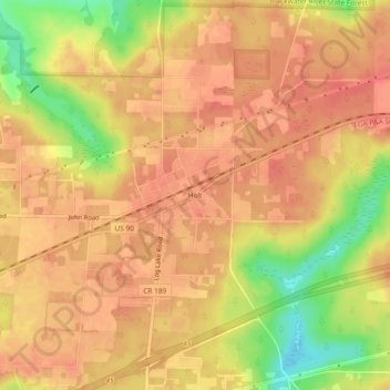 Topografisk kart Holt, høyde, relieff