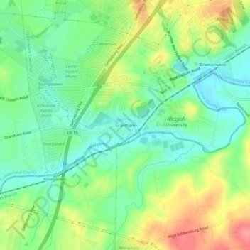 Topografisk kart Grantham, høyde, relieff