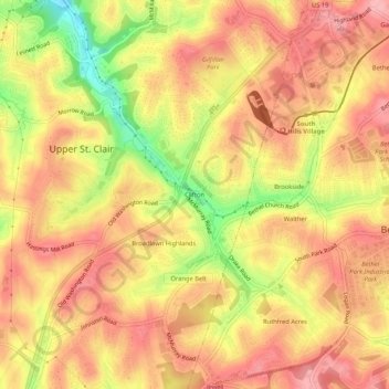 Topografisk kart Clifton, høyde, relieff