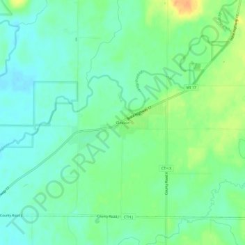 Topografisk kart Gleason, høyde, relieff