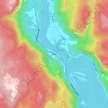 Topografisk kart Ose, høyde, relieff