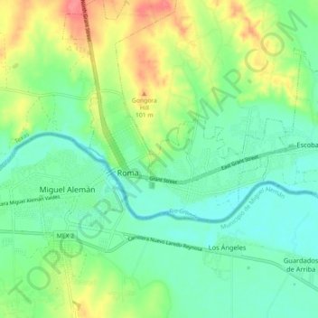 Topografisk kart Roma, høyde, relieff